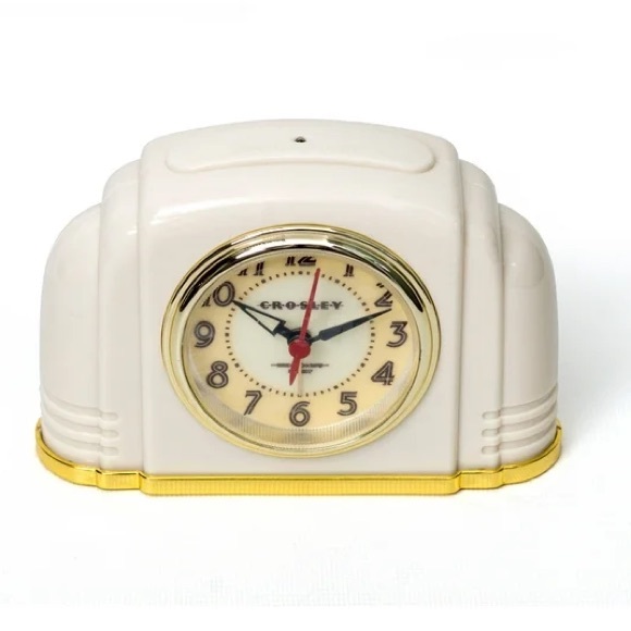 CROSLEY NWT deco analog alarm clock -cream - Picture 1 of 6